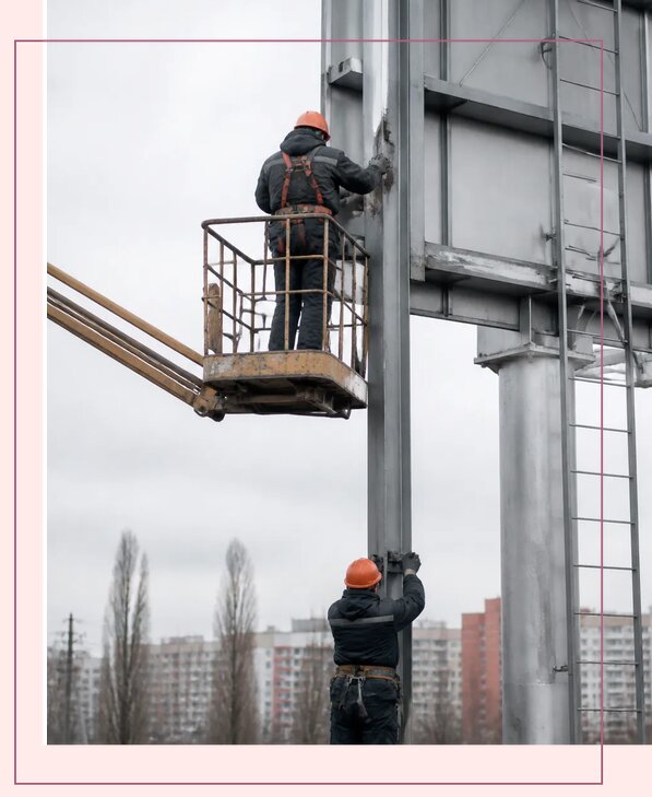 Профессиональный монтаж рекламных щитов и конструкций в Славгороде